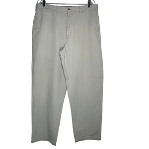 Naturalife Mens Chino Pants 36x32 Khaki Cotton Twill Straight‎ Leg Flat Front B3